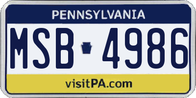 PA license plate MSB4986
