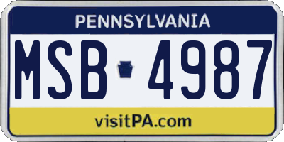 PA license plate MSB4987