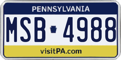 PA license plate MSB4988