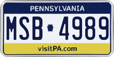 PA license plate MSB4989