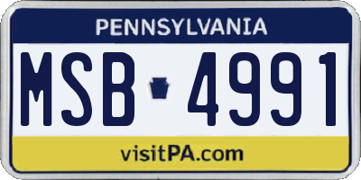 PA license plate MSB4991