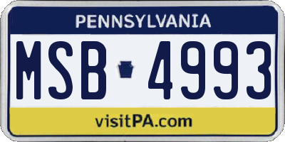 PA license plate MSB4993