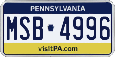 PA license plate MSB4996