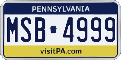 PA license plate MSB4999