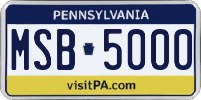 PA license plate MSB5000