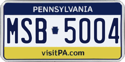 PA license plate MSB5004