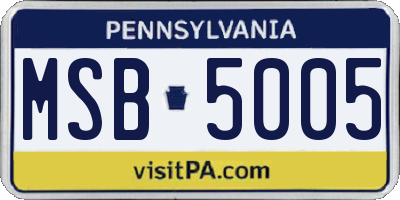 PA license plate MSB5005