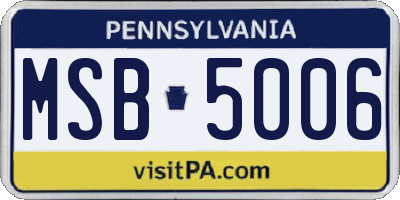 PA license plate MSB5006