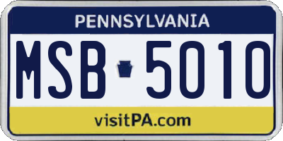 PA license plate MSB5010