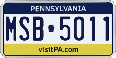 PA license plate MSB5011
