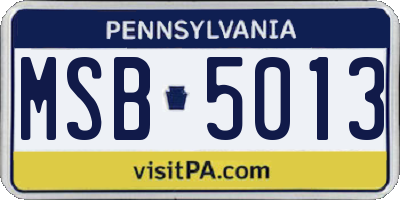 PA license plate MSB5013