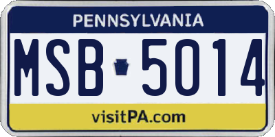 PA license plate MSB5014