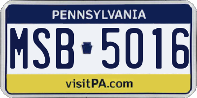 PA license plate MSB5016