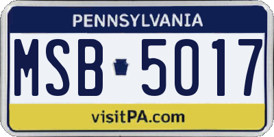 PA license plate MSB5017