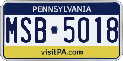 PA license plate MSB5018