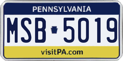 PA license plate MSB5019