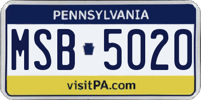 PA license plate MSB5020