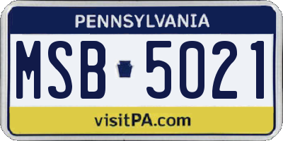 PA license plate MSB5021