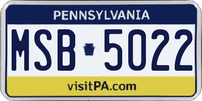 PA license plate MSB5022