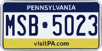 PA license plate MSB5023