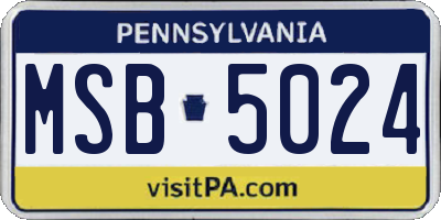 PA license plate MSB5024