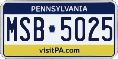 PA license plate MSB5025