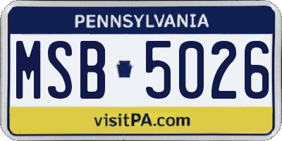 PA license plate MSB5026
