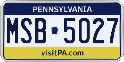 PA license plate MSB5027