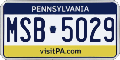 PA license plate MSB5029