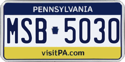 PA license plate MSB5030