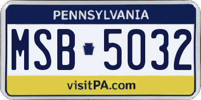 PA license plate MSB5032