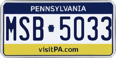 PA license plate MSB5033