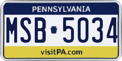 PA license plate MSB5034