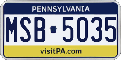 PA license plate MSB5035