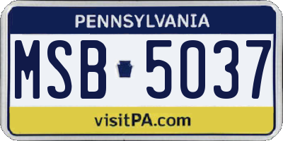 PA license plate MSB5037