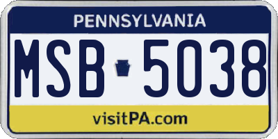 PA license plate MSB5038