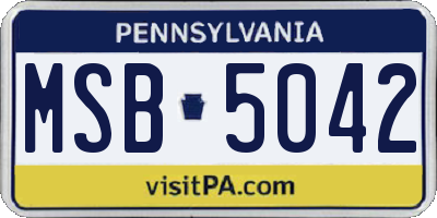 PA license plate MSB5042
