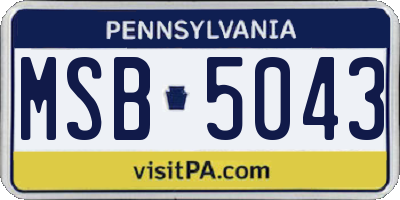PA license plate MSB5043