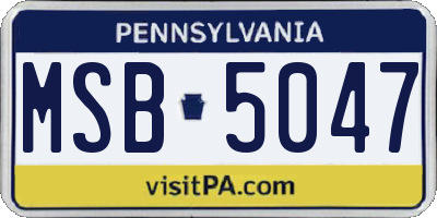 PA license plate MSB5047