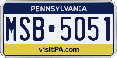 PA license plate MSB5051