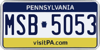 PA license plate MSB5053
