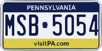 PA license plate MSB5054