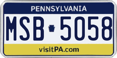 PA license plate MSB5058