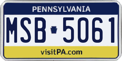 PA license plate MSB5061