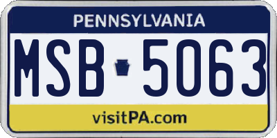 PA license plate MSB5063