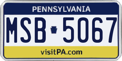 PA license plate MSB5067