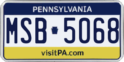 PA license plate MSB5068