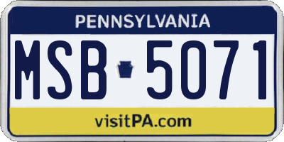 PA license plate MSB5071