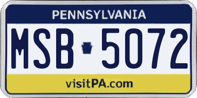 PA license plate MSB5072