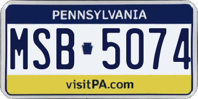 PA license plate MSB5074